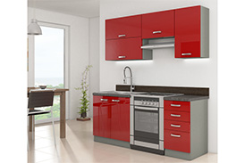 Kitchen set ROSE II 180 red gloss/grey