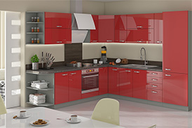 Kitchen set ROSE VII 260/270 red gloss/grey