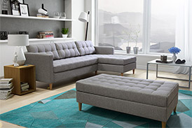 Scandinavian Corner Sofa PIRES with a large pouf
